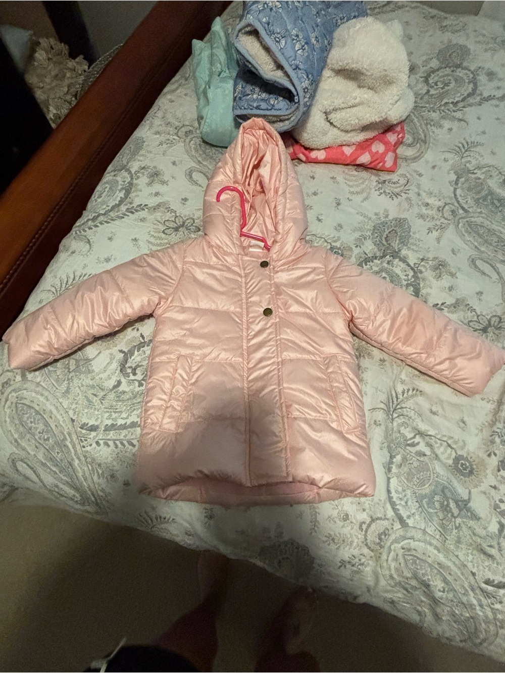 Girls' Light Pink Puffer Jacket with Hood